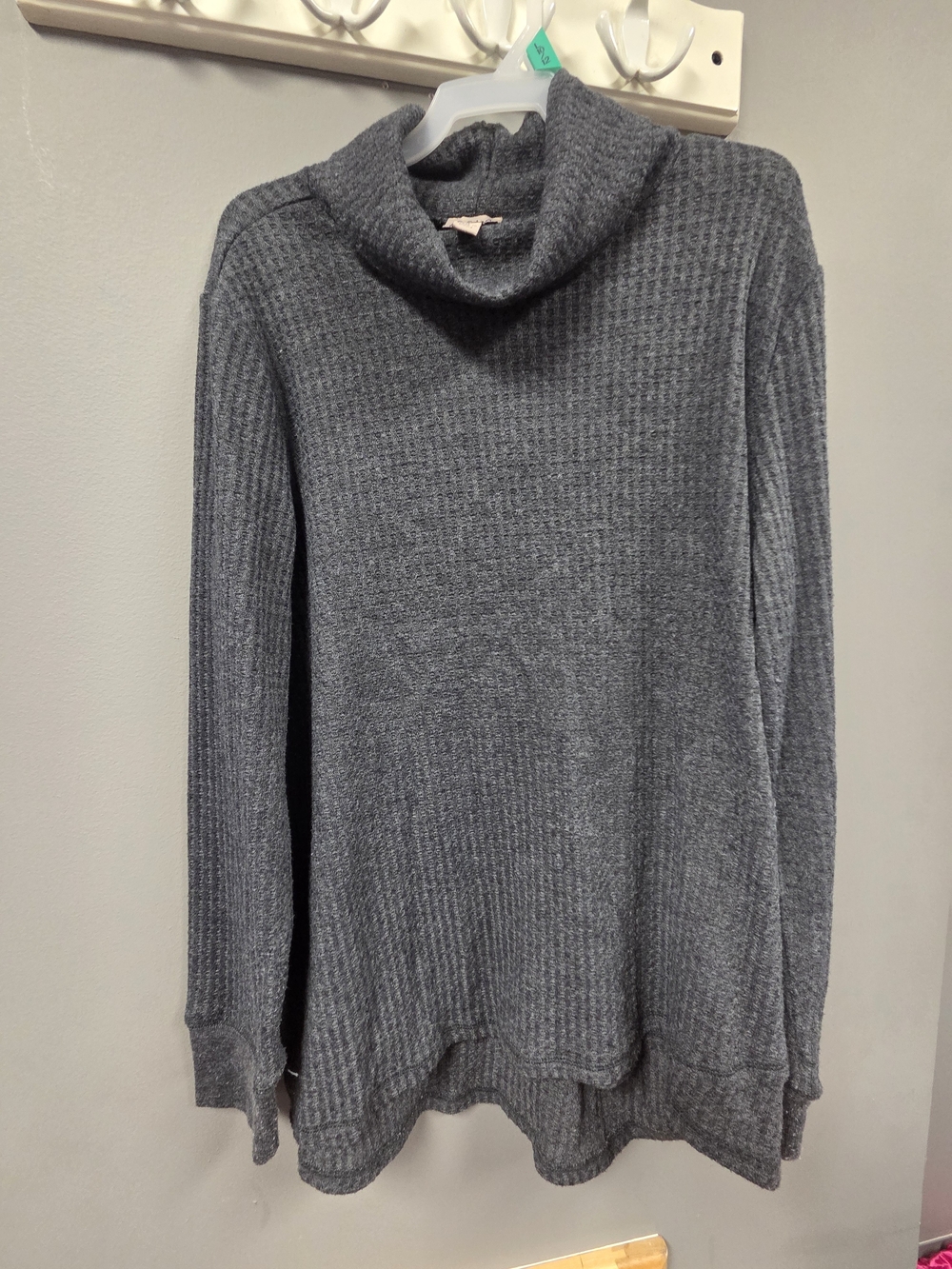 Como Vintage Gray Ribbed Cowl Neck Sweater